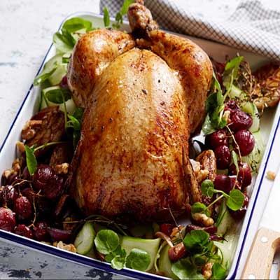 Roast Chicken, Caramelised Onion and Grapes